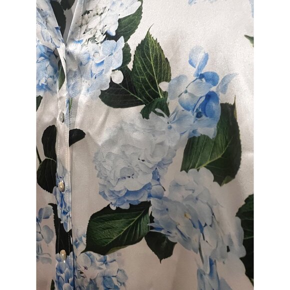 L'Agence DANI SILK IVORY/LIGHT BLUE HYDRANGEA BLOUSE TOP SIZE XS - Picture 4 of 10